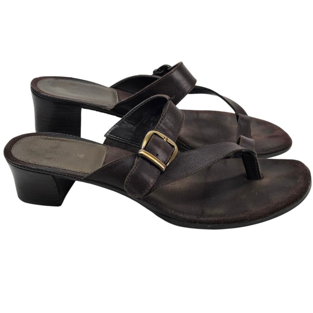 VTG Liz Claiborne Ellicot Brown Strappy Leather Sandals Womens Size 9 Block Heel